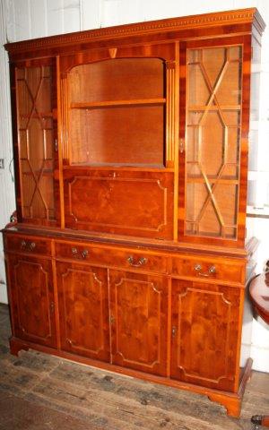 Yewwood glazed bookcase